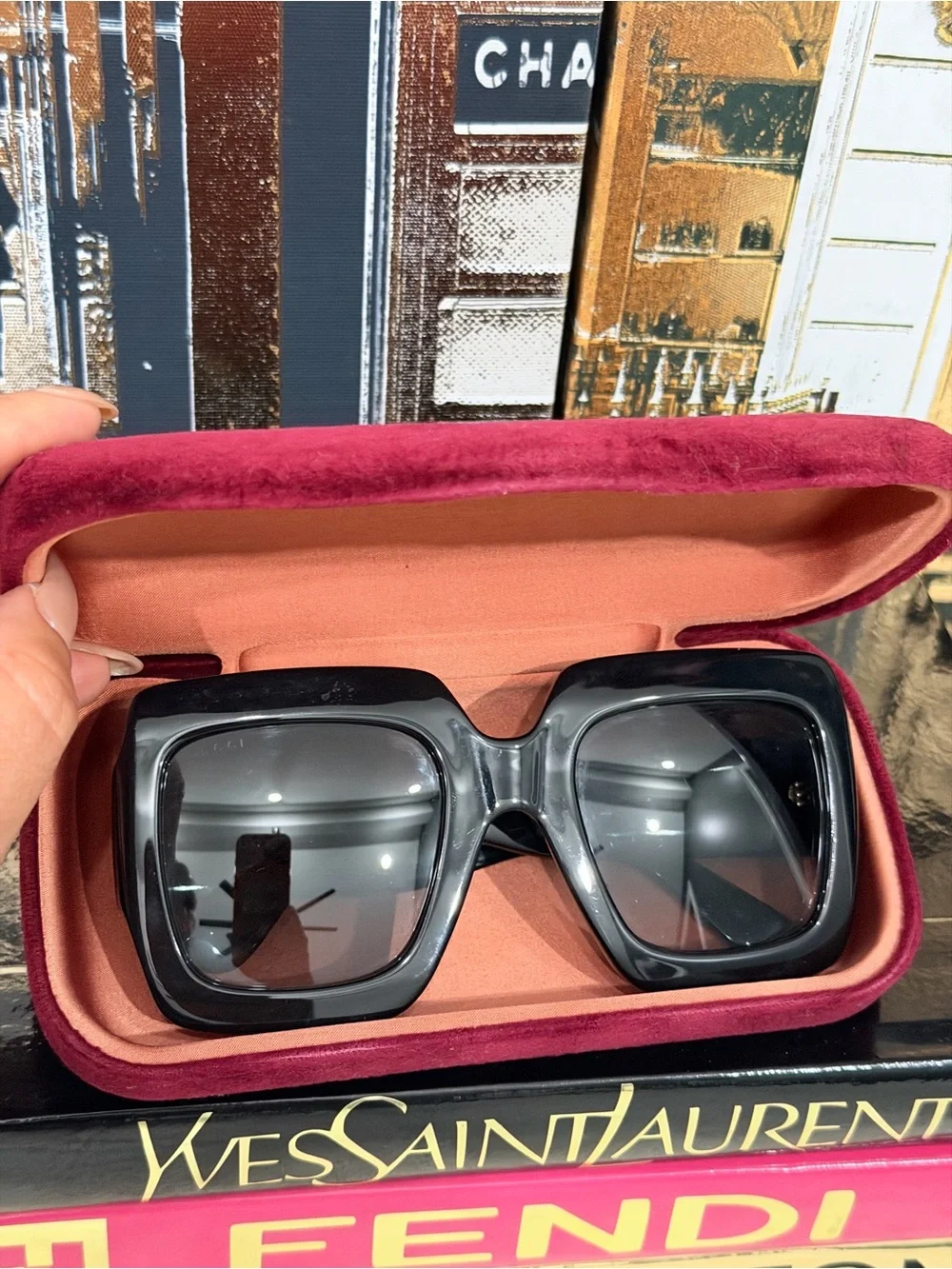 Gucci Black Oversized Square Women's Sunglasses